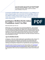 Pentingnya Refleksi Kritis Dalam Pendidikan Anak Usia Dini