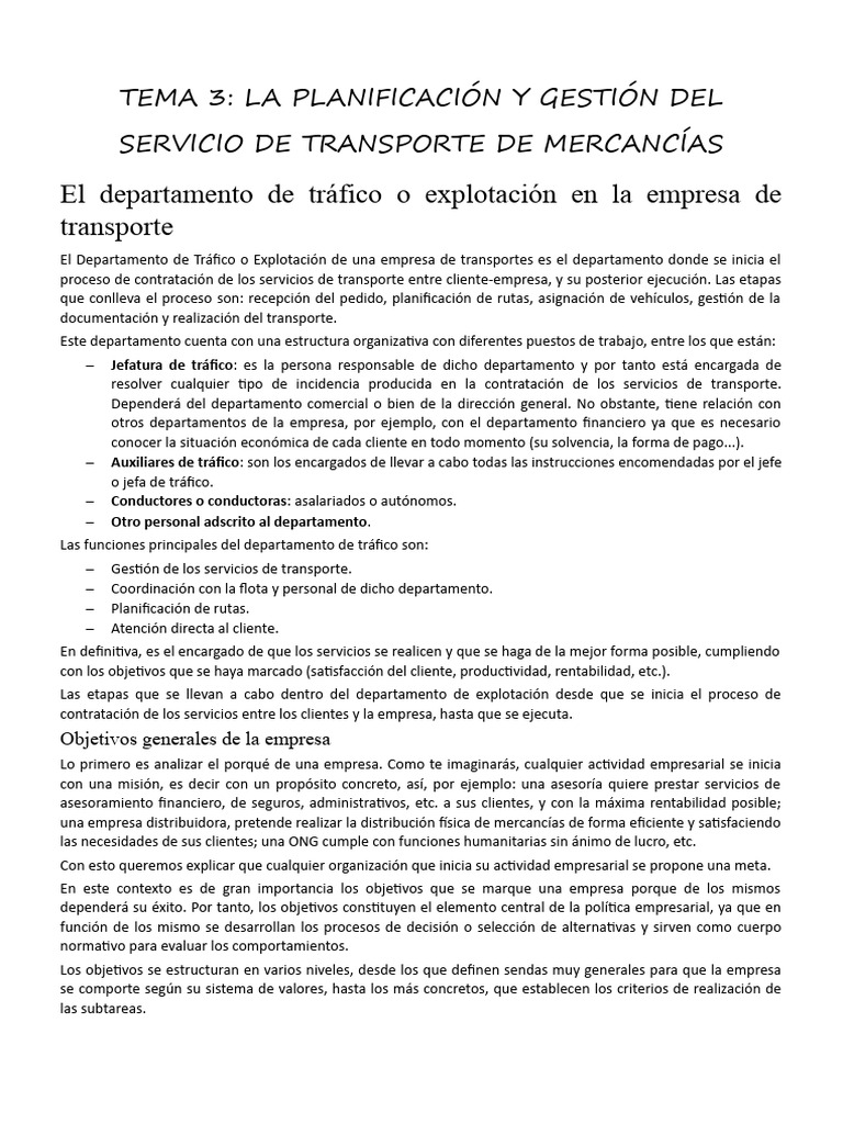 Gestión y Planificación del Transporte de Mercancías | PDF | Transporte ...