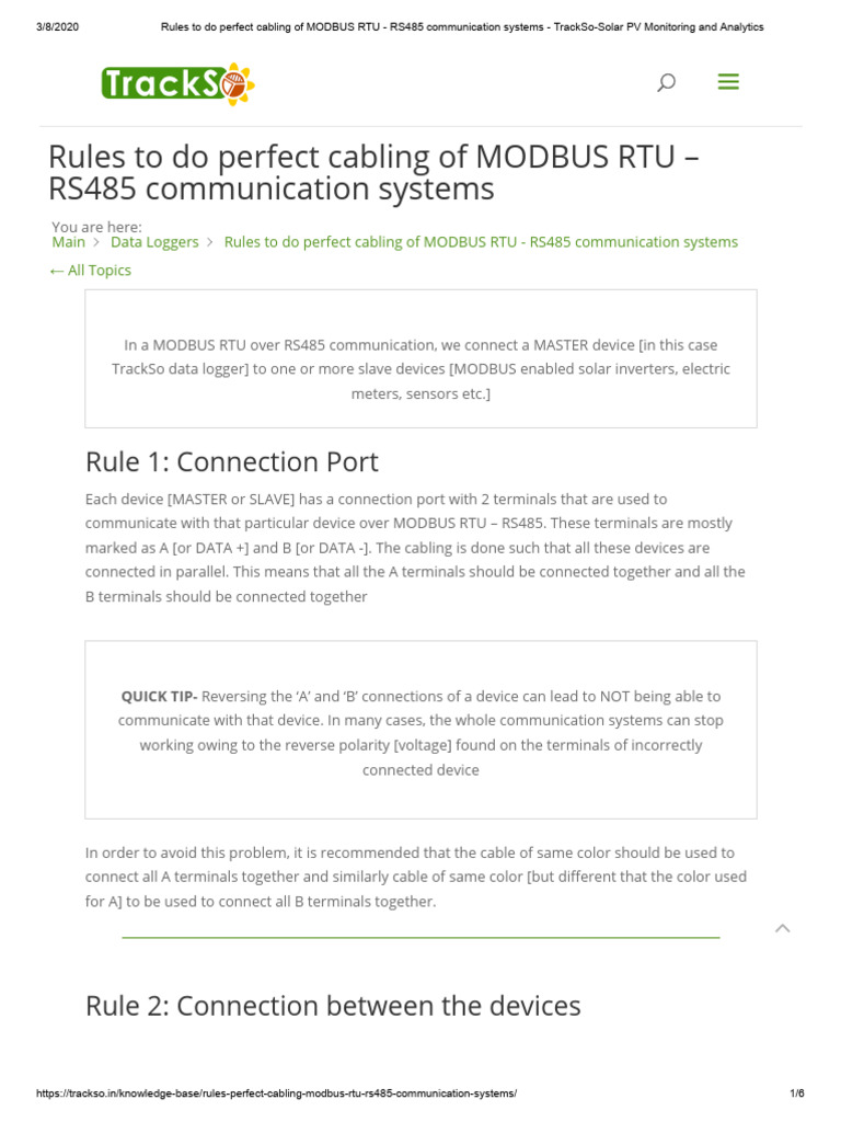 MODBUS RTU RS485 Cabling Guidelines | PDF | Computers