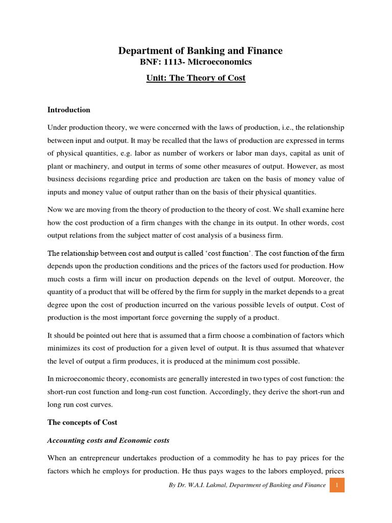 Meaning Of Cost In The Cause