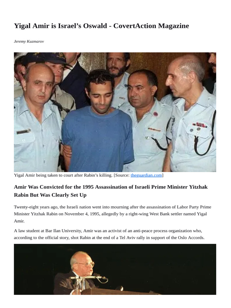 Yigal Amir Is Israel's Oswald - CovertAction Magazine | PDF | Yitzhak ...