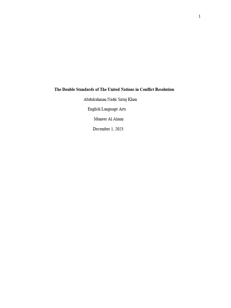 UN Double Standards in Conflict Resolution | PDF | United Nations ...