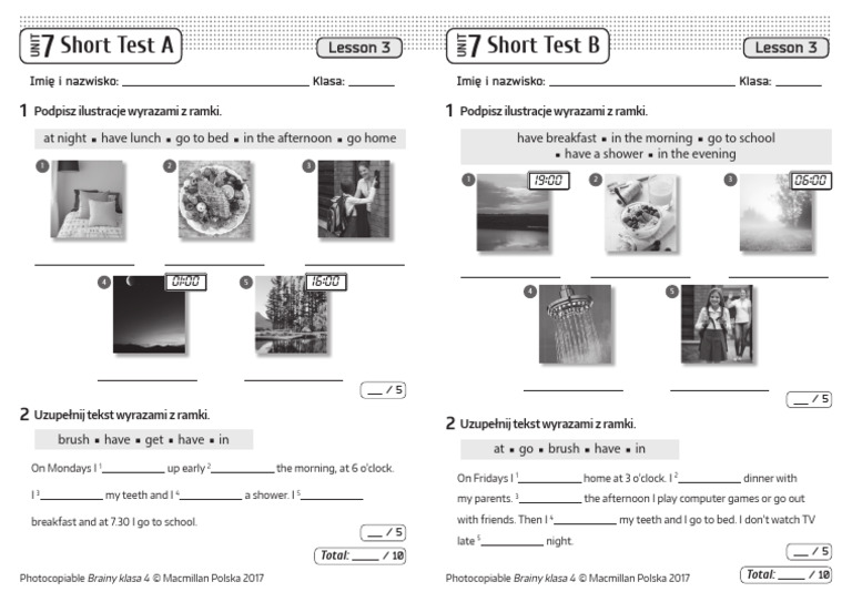 Brainy Klasa 4 Unit 4 Test Brainy kl4 Short Tests Unit 7 Lesson 3 | Download Free PDF | Meal | Cuisine