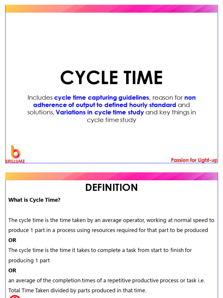 Cycle Time Study and Analysis Guide | PDF | Time | Machines