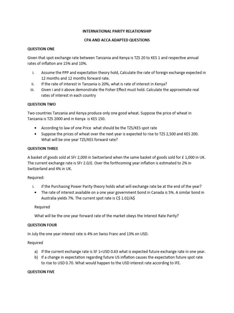 International Parity Relationships Analysis | PDF