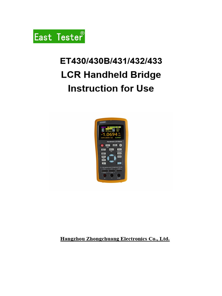 ET430 LCR Meter User Manual | PDF | Capacitor | Metrology