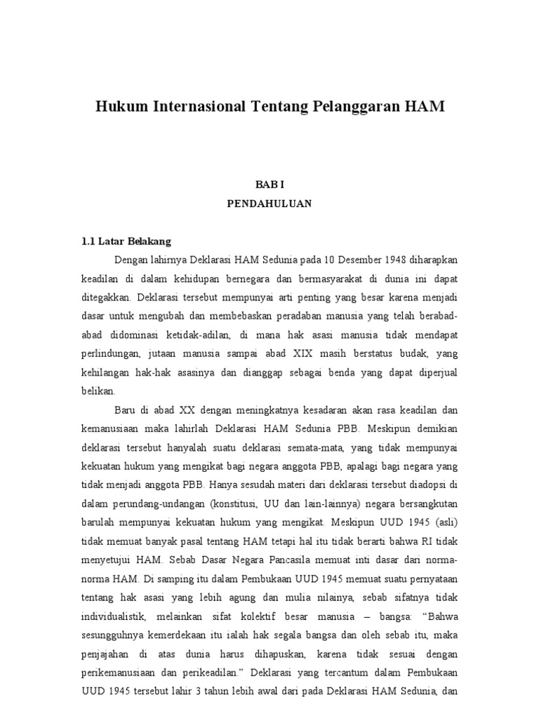 Makalah Hukum Internasional Tentang Pelanggaran Ham