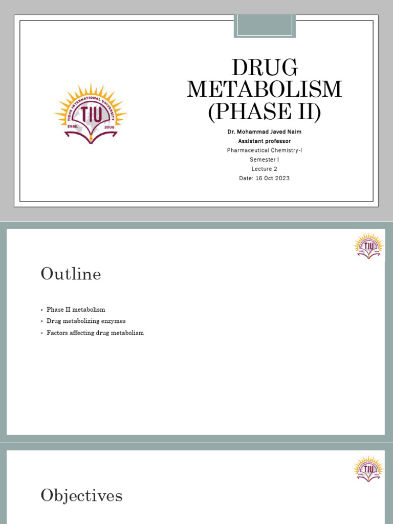 Lecture 2 Drug Metabolism Phase II | PDF | Drug Metabolism | Cytochrome ...