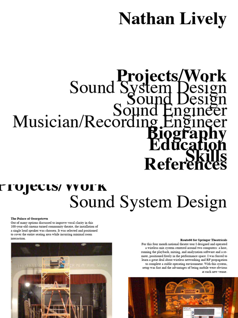 Nathan Lively Portfolio 2010 PDF Audio Engineer Performing Arts