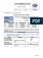 Lista de Admitidos Convocatoria Internacional 01 2023