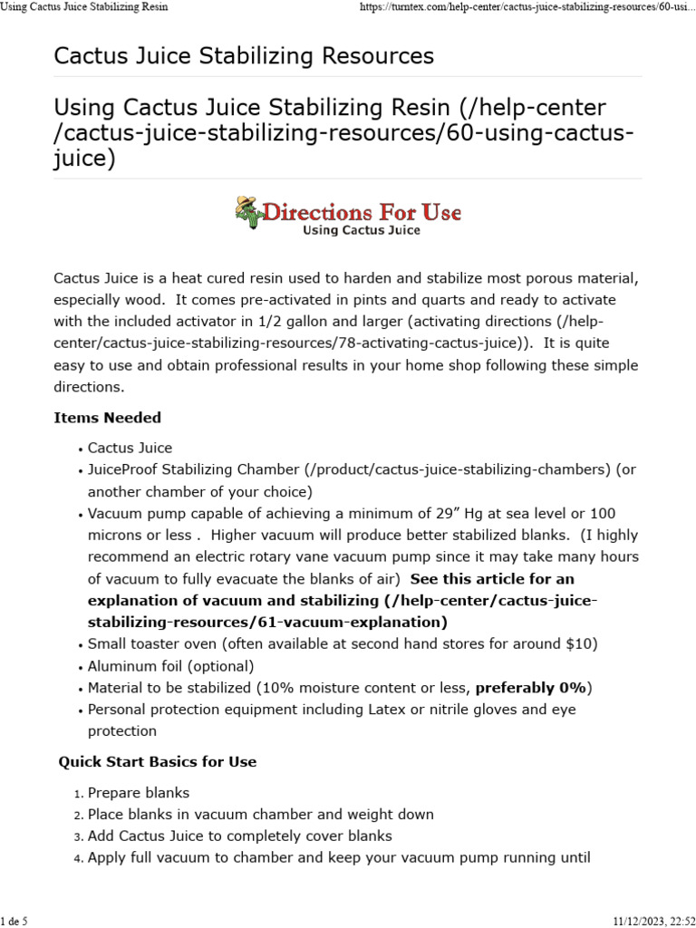 Using Cactus Juice Stabilizing Resin PDF