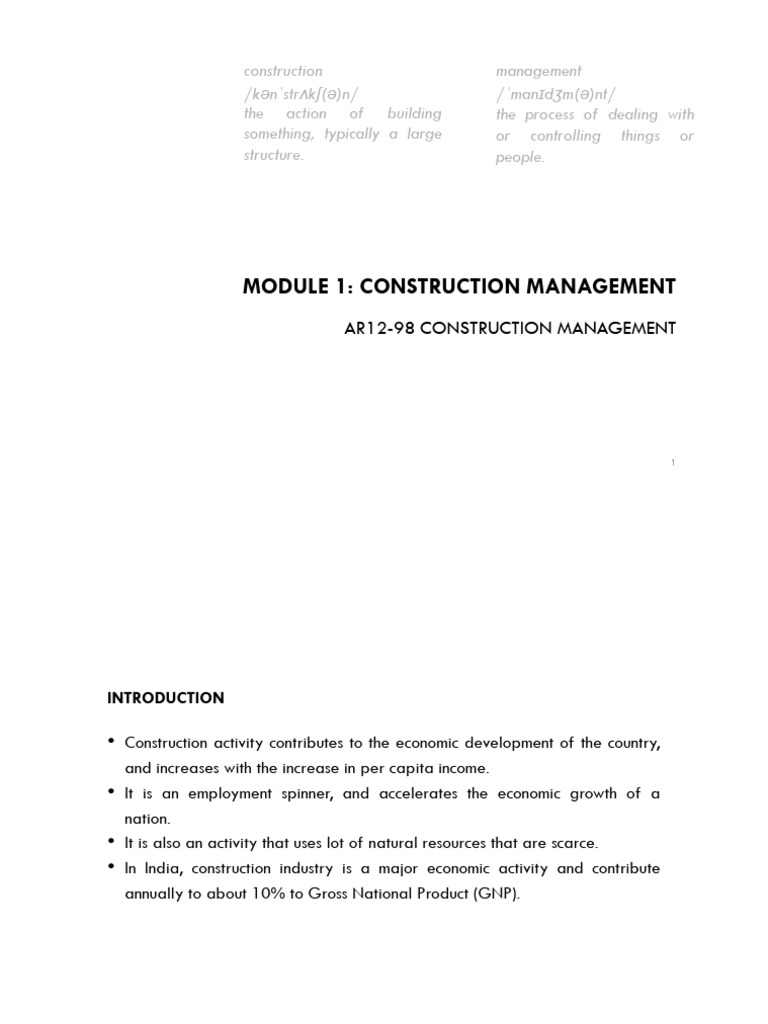 Module 1: Construction Management | PDF | Art