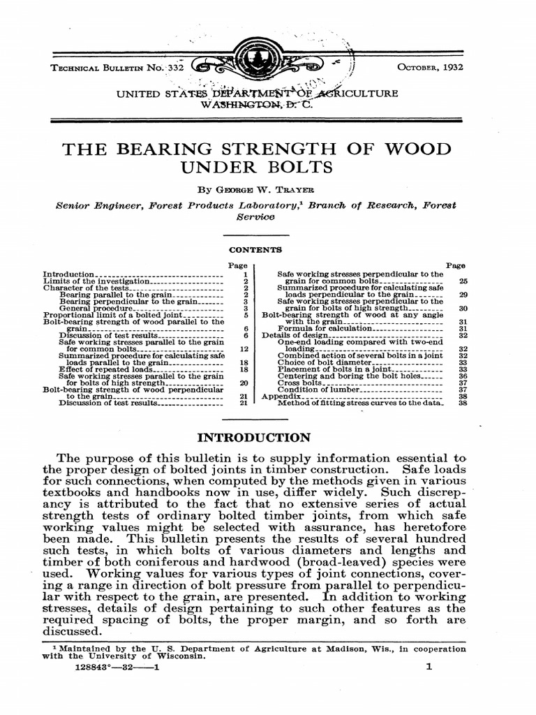 Wood Bolt Bearing Strength Analysis | PDF | Strength Of Materials ...