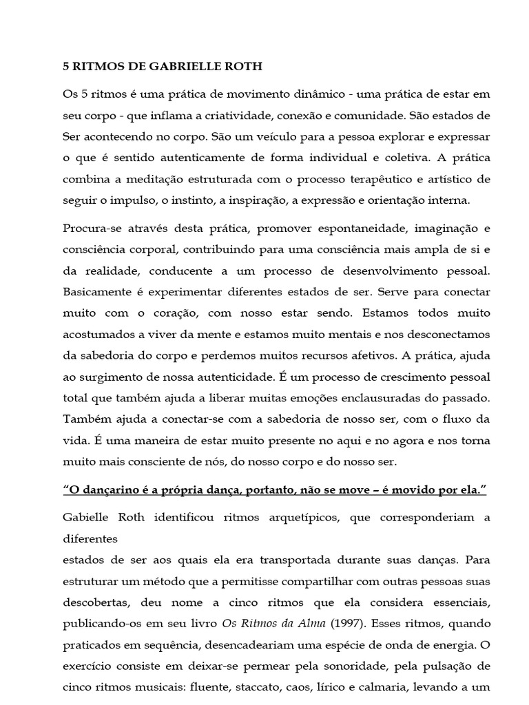 5 Ritmos de Gabrielle Roth | PDF | Corpo humano | Emoções