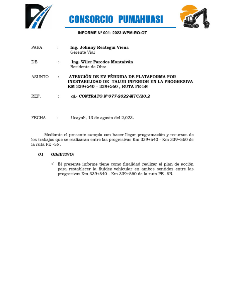 Plan de Acción para Emergencia Vial PE-5N | PDF | Transporte