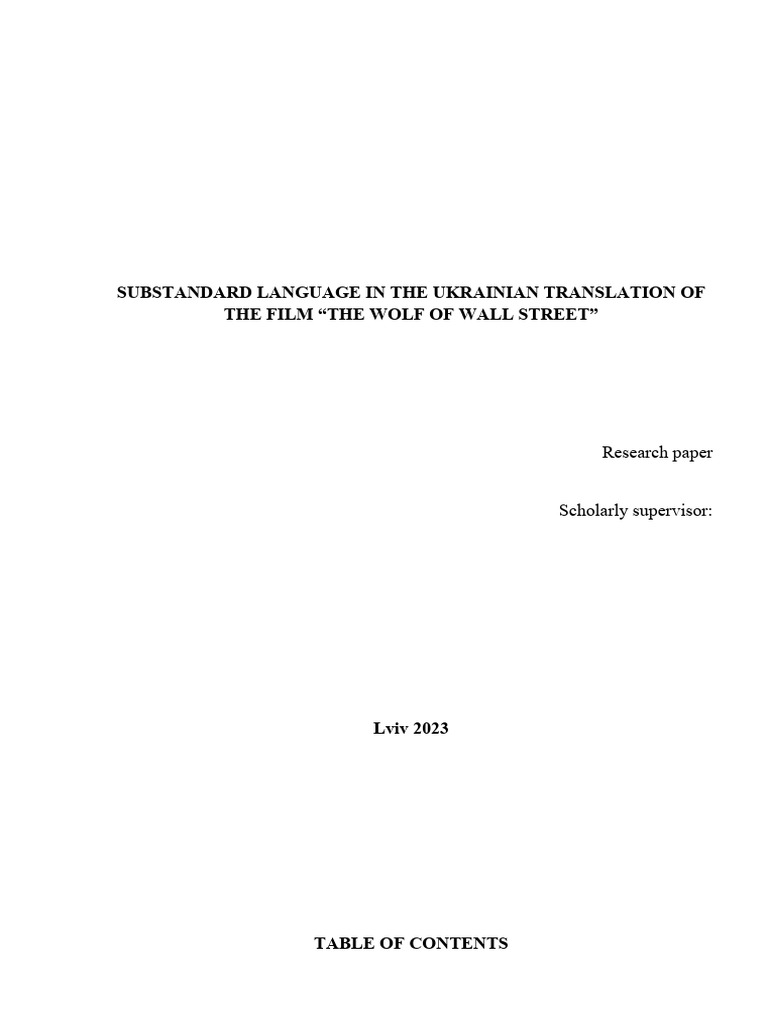 Substandard Language in Film Translation | PDF | Linguistics | Translations
