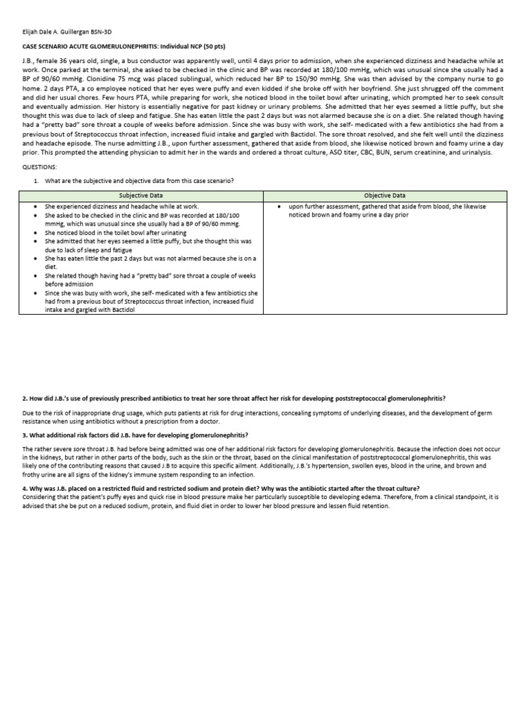 Acute Glomerulonephritis Case Study | PDF