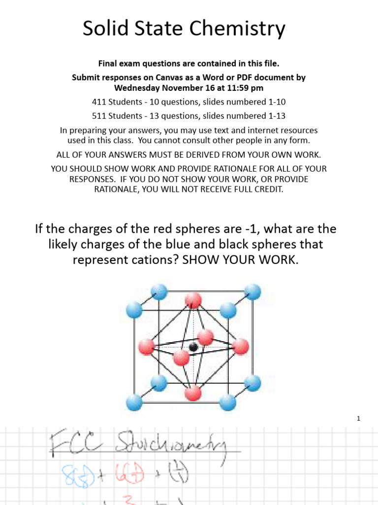 Final Exam Questions for Solid State Chemistry | PDF | Electrical ...