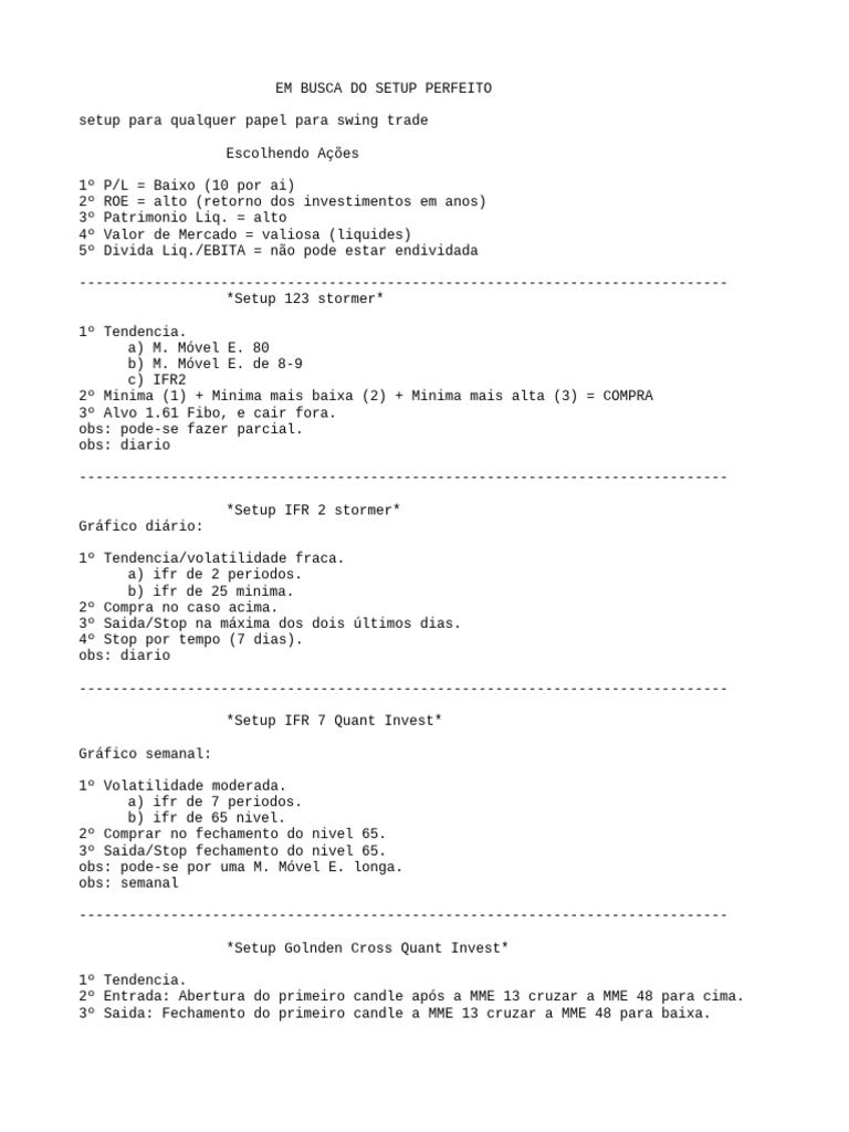 Setups E Estratégias Pdf Economias