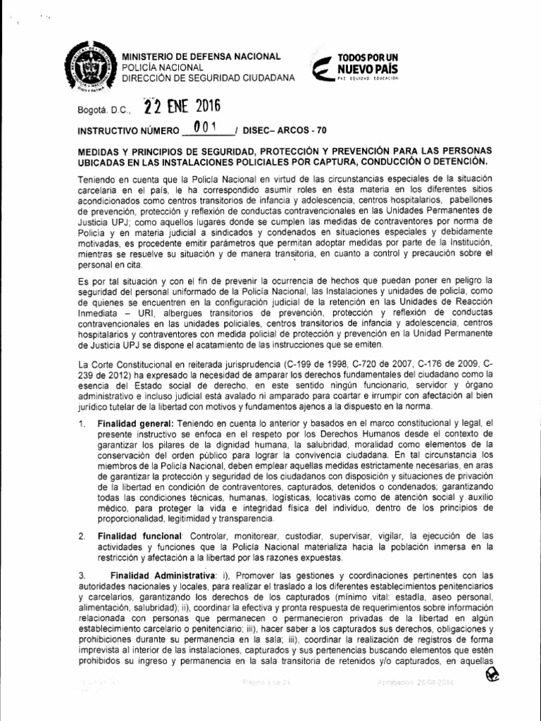 Ins. 001 Del 22012016 Medidas y Principios de Seguridad Proteccion y ...