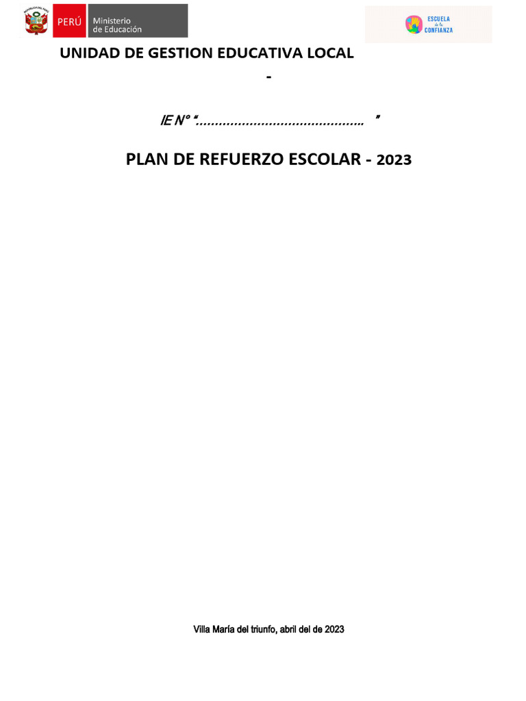 Modelo Del Plan de Refuerzo Escolar | PDF | Crecimiento personal y ...