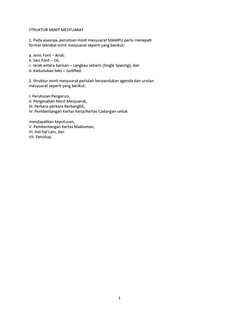 Format Minit Mesyuarat | PDF