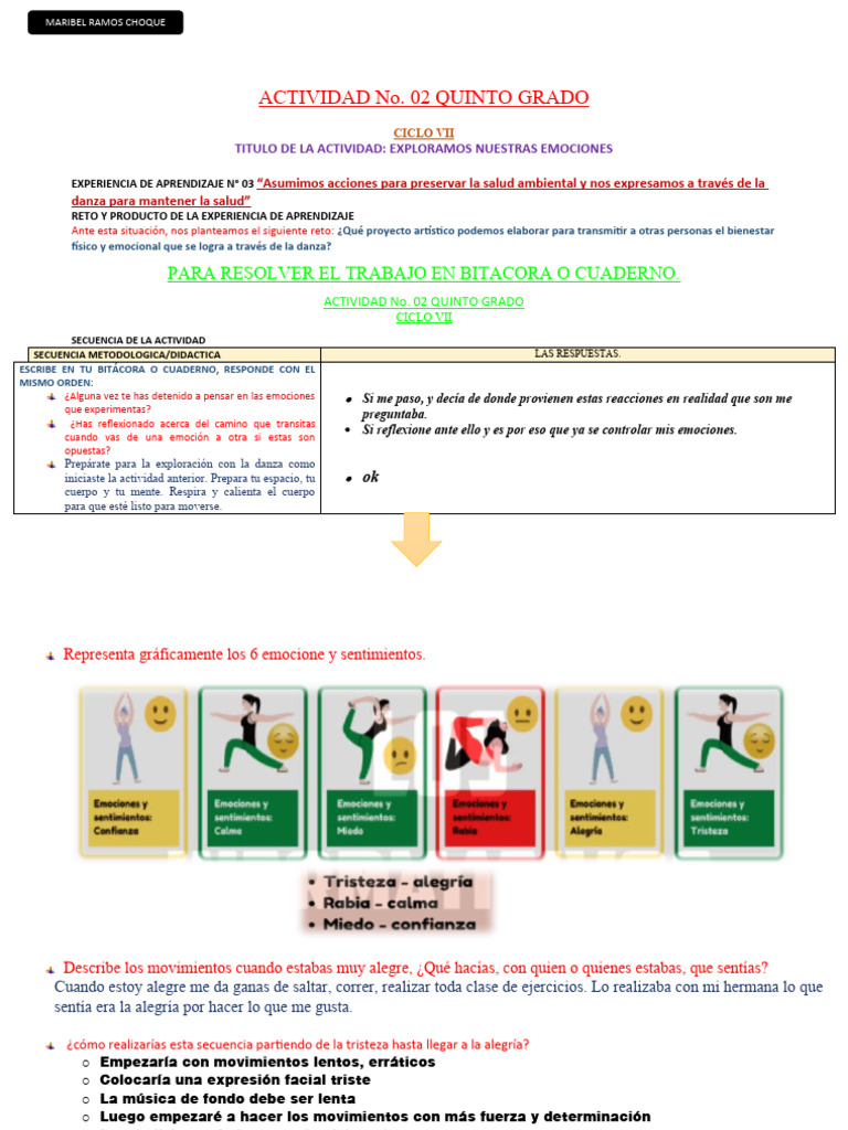 Danza y Emociones en Quinto Grado | PDF | Las emociones | Bailes