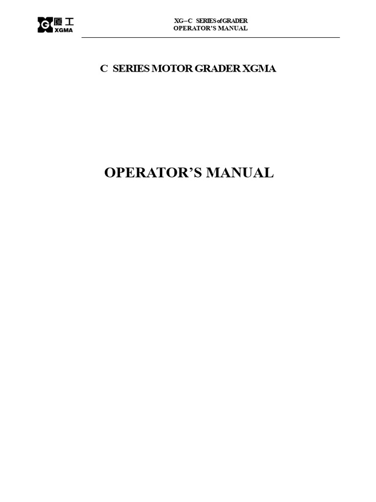 XGMA Grader Operator's Manual | PDF | Rechargeable Battery | Pump