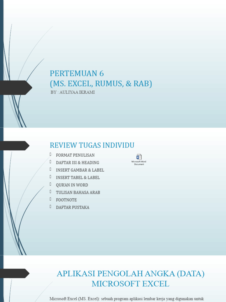 Pertemuan 6 (Excel, Rumus, Rab) | PDF