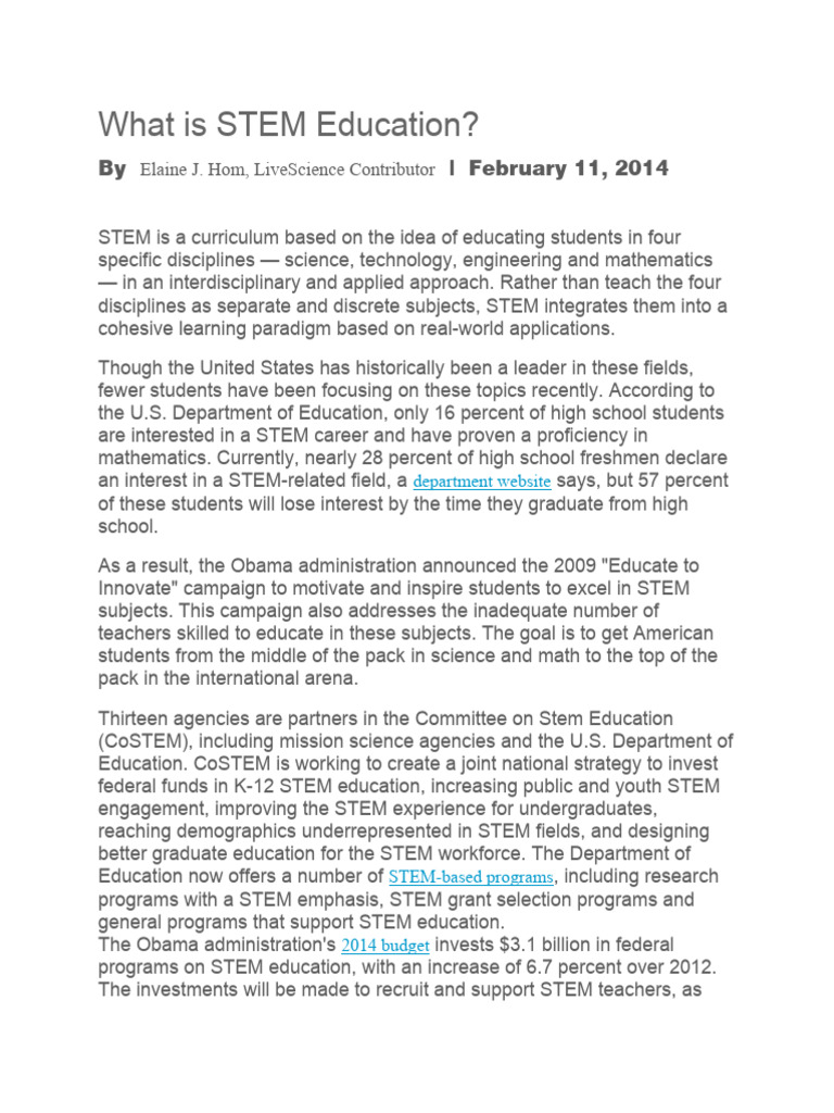 Understanding STEM Education Basics | PDF | Science, Technology ...