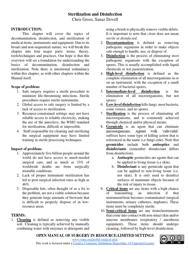 Sterilization and Disinfection Overview | PDF | Sterilization ...