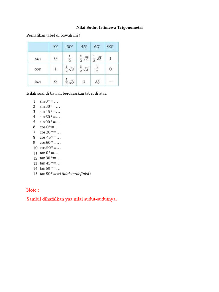 Nilai sudut istimewa trigonometri pdf