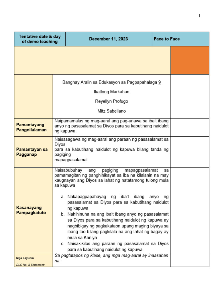 Final Team Teaching Lesson Plan | PDF