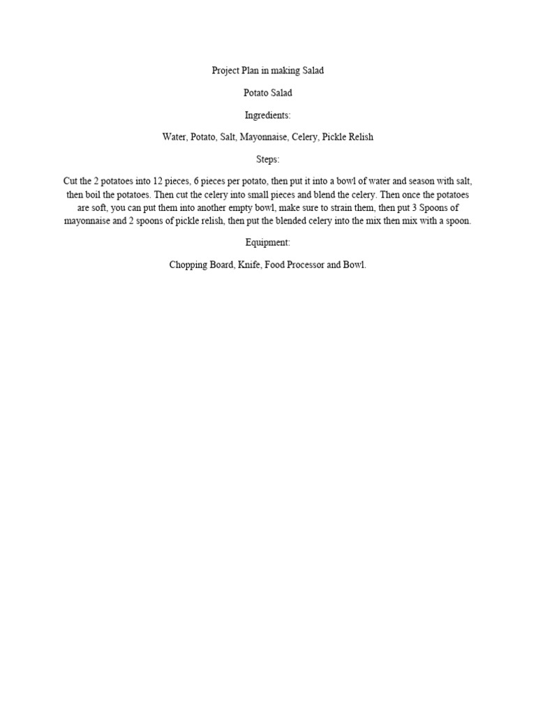 Project Plan In Sewing Example