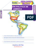 División Politica de América para Cuarto Grado de Primaria