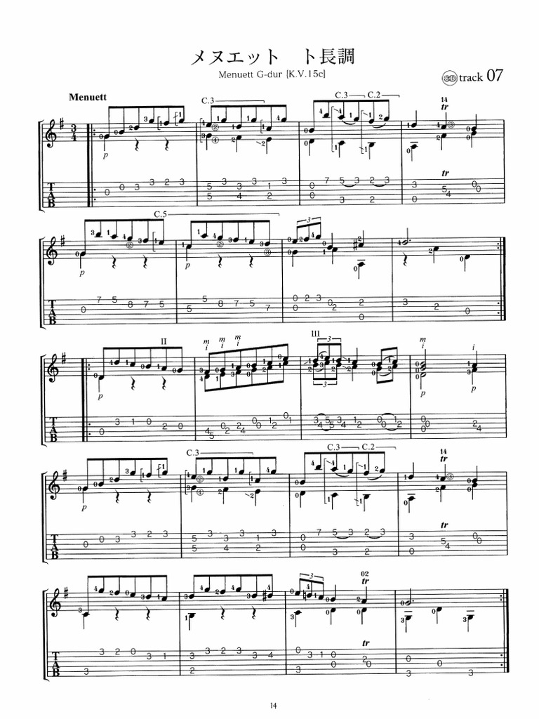 Menuett K15c (Mozart) Guitar PDF