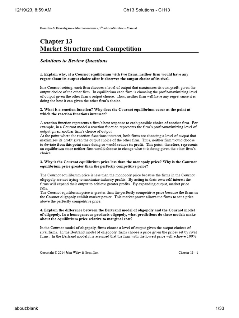 CH26 Ec882 | PDF | Economic Equilibrium | Oligopoly