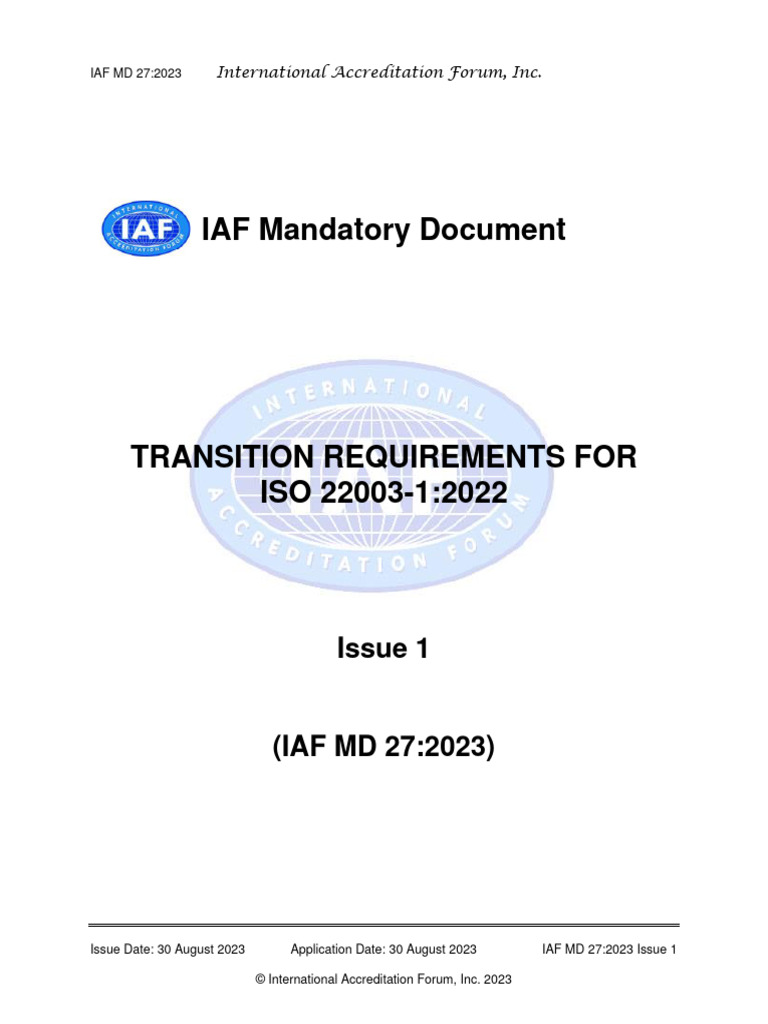Transition Requirements for ISO 22003-1 | PDF | Technology & Engineering