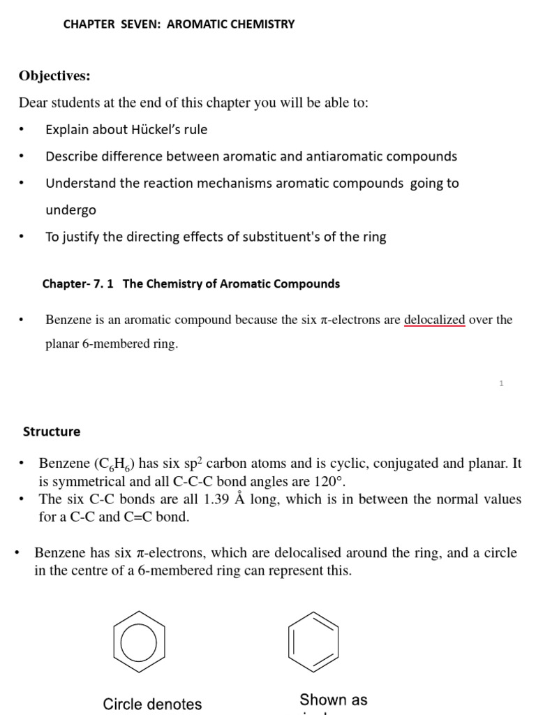 Aromatic Chemistry: Benzene Reactivity | PDF | Aromaticity | Amine