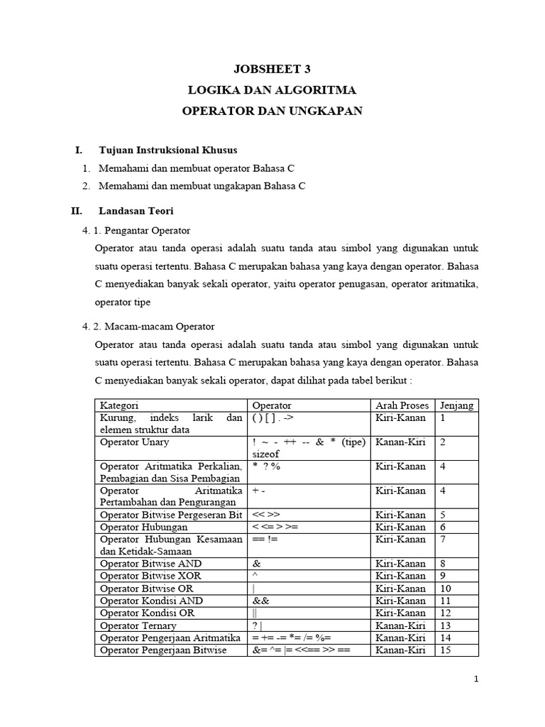 Operator dan Ungkapan dalam C | PDF