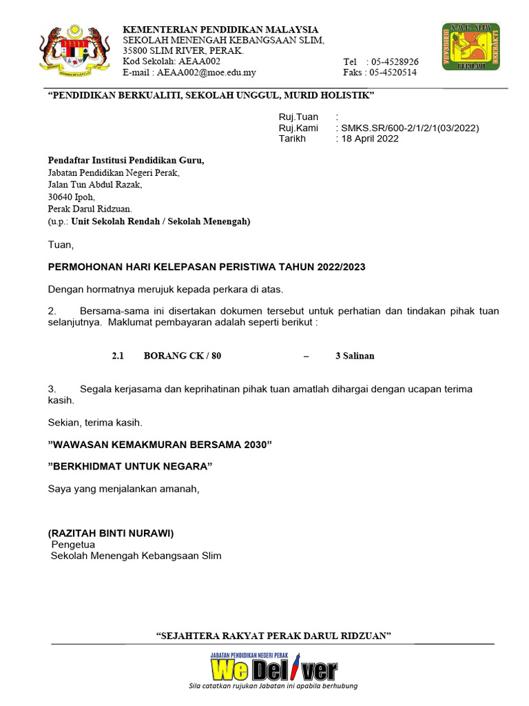 FORMAT SURAT (JPN) Pendaftar | PDF