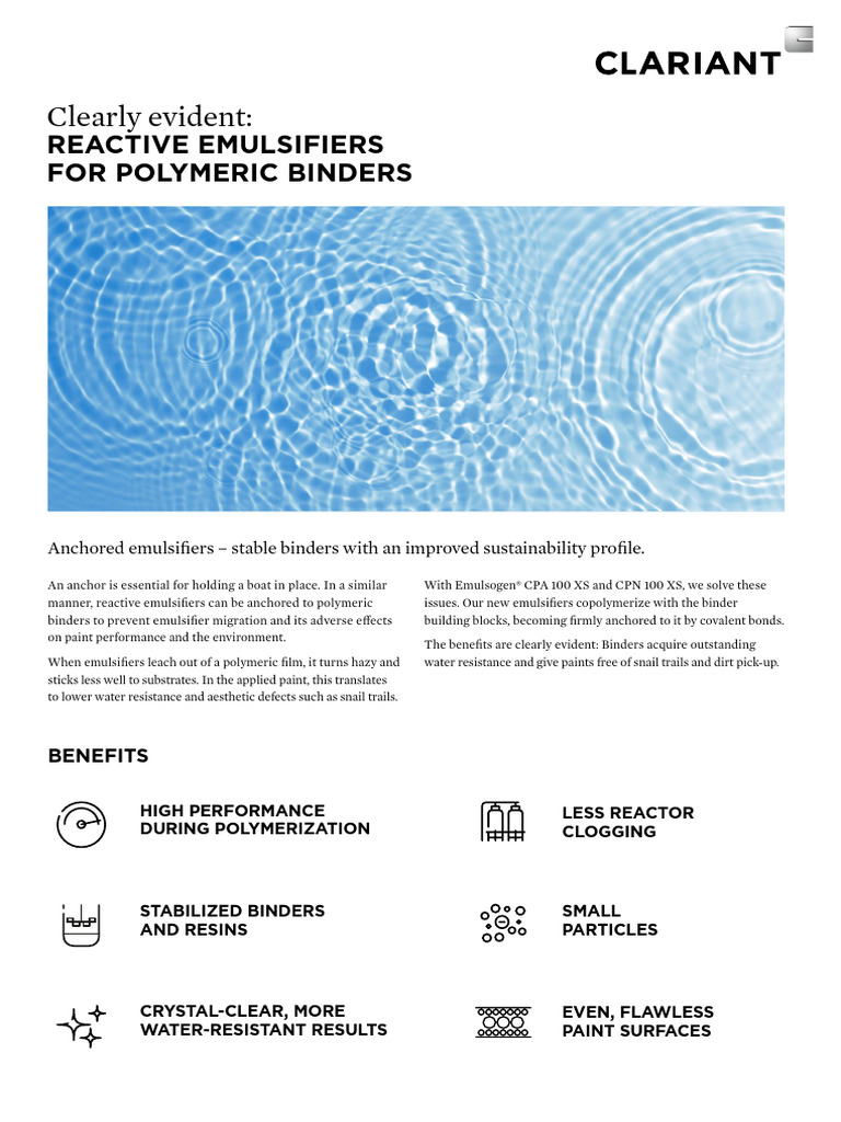 Reactive Emulsifiers Flyer GLOBAL FINAL PDF Paint Materials