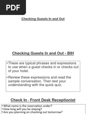 Checking Guests In and Out