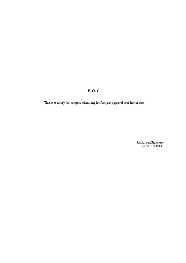 This Is To Certify That Samples Submitting For First Part Approval Is ...