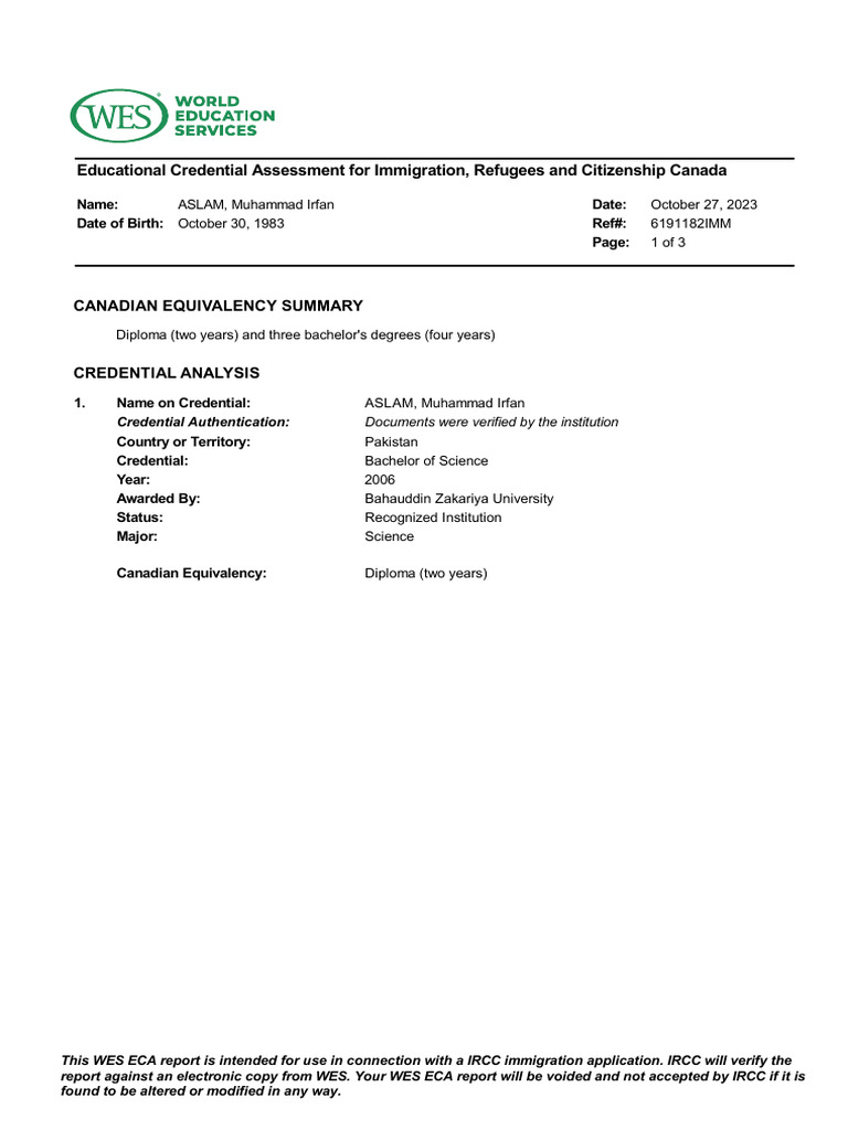 Credential Evaluation Reports For Immigration Purposes – QNBR