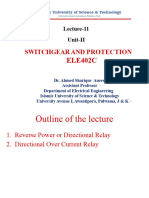 Lecture 11 - Reverse Power Relay Directional Over Current Relay and Differential Relay