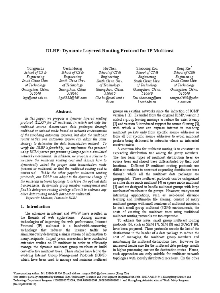 DLRP Dynamic Layered Routing Protocol For IP Multicast | PDF ...