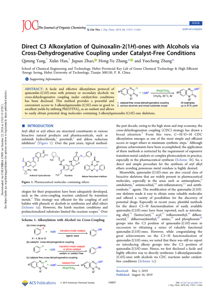 Alkoxylation of Quinoxaline | PDF | Thin Layer Chromatography ...