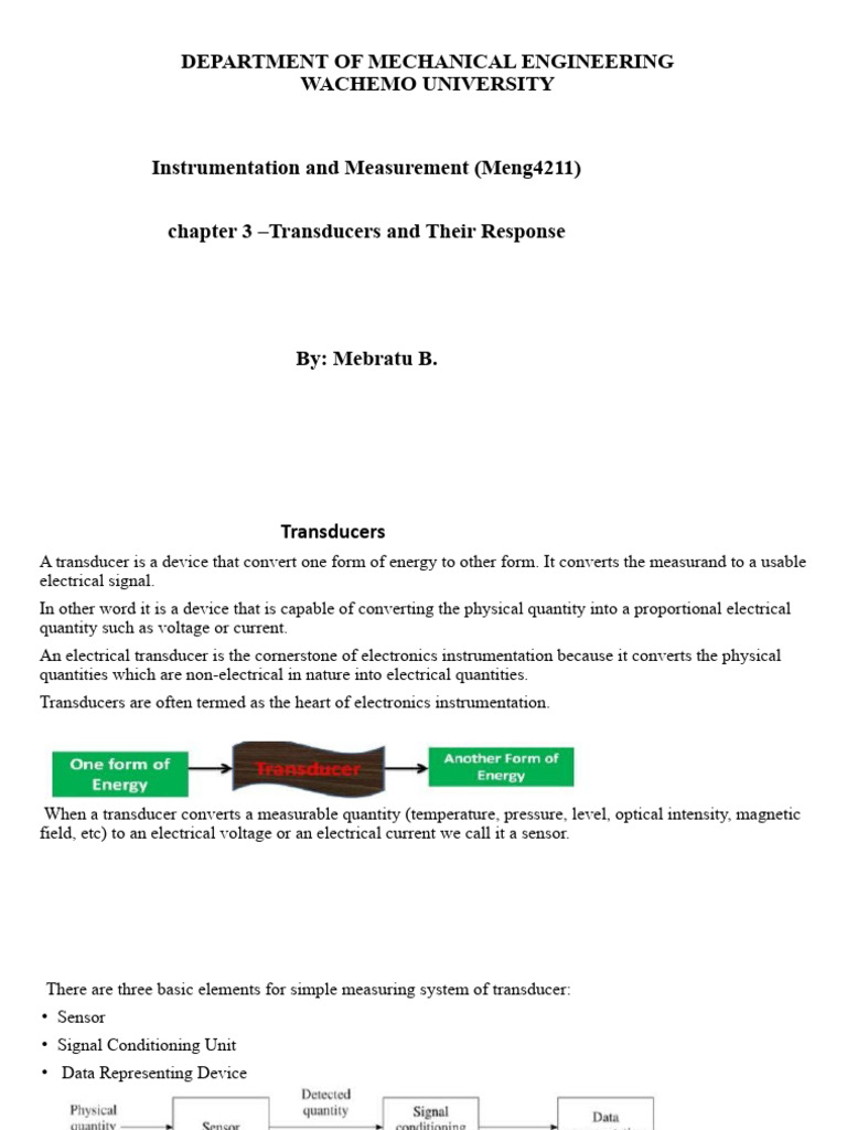 Chapter-3 Transducer | PDF | Sensor | Electrical Resistance And Conductance