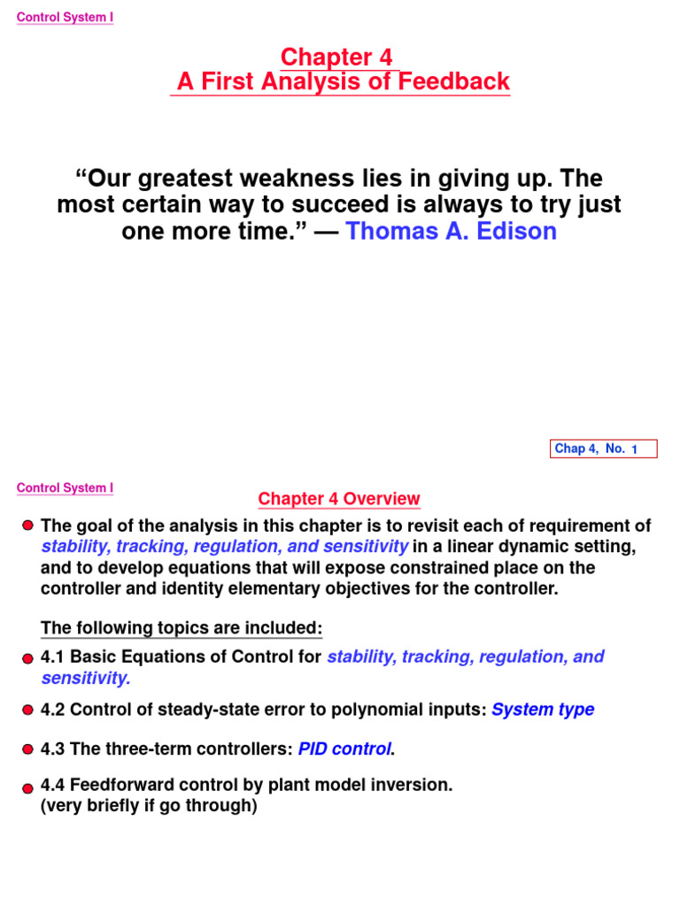 Chap 4 Control System I - Web 1 | PDF | Control Theory | Systems Analysis